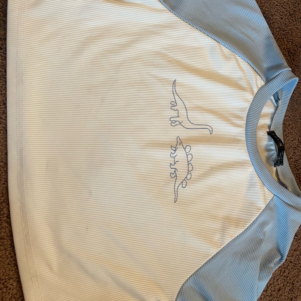 White and Blue Dinosaur Graphic Tee
